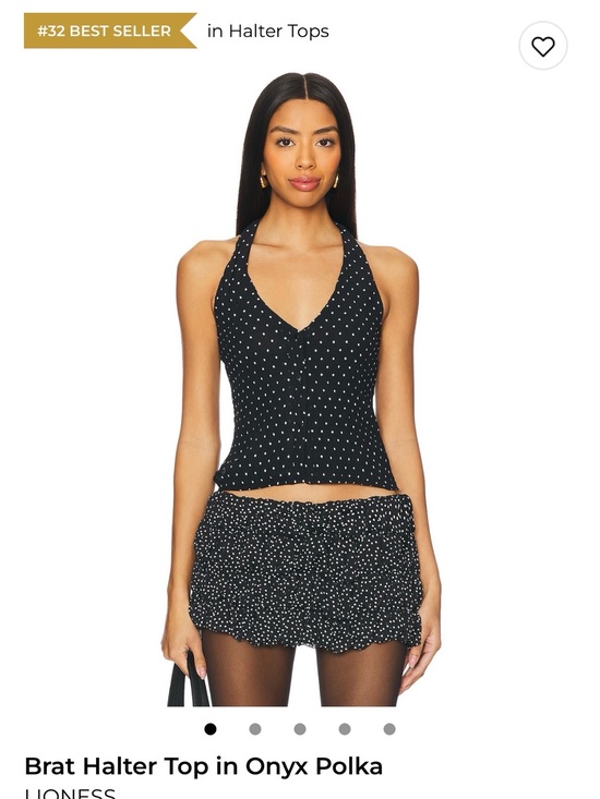Lioness Tops - Lioness Brat Halter Top in Onyx Polka